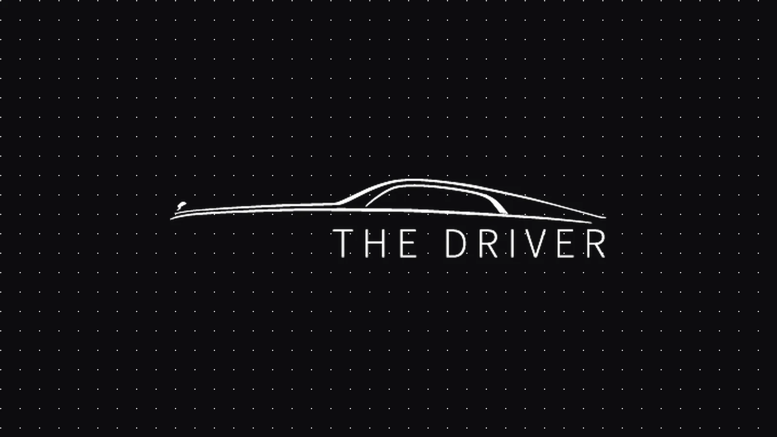 Logo THE DRIVER: Silhouette einer Limousine über dem Schriftzug THE DRIVER