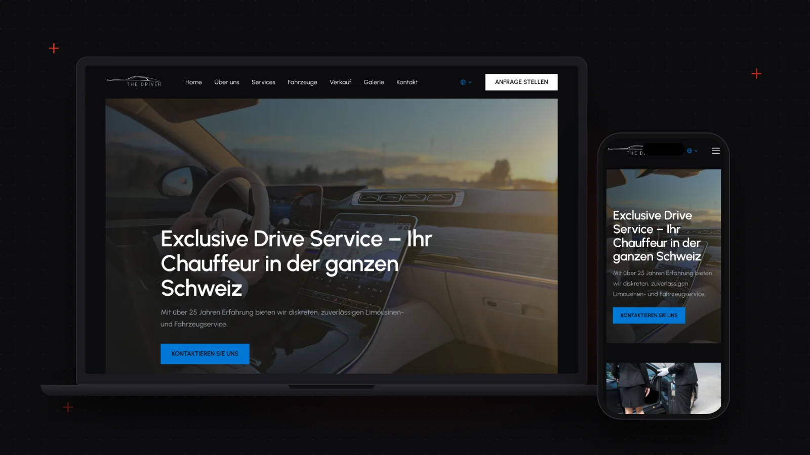 Website von THE DRIVER auf Laptop und Smartphone